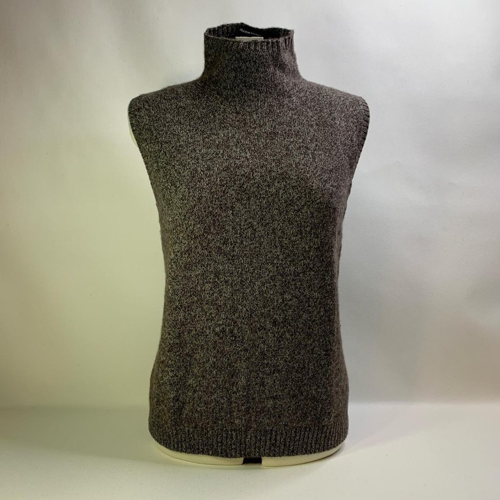 Ellen Tracy 100% Cashmere Grey Turtleneck Sweater Vest Xl Sleek Layering